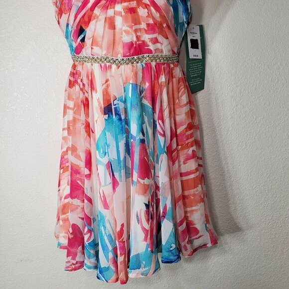 As U Wish Love Reign Strapless Floral Dress Size 5 With Rhinestone Waistband - Picture 12 of 14